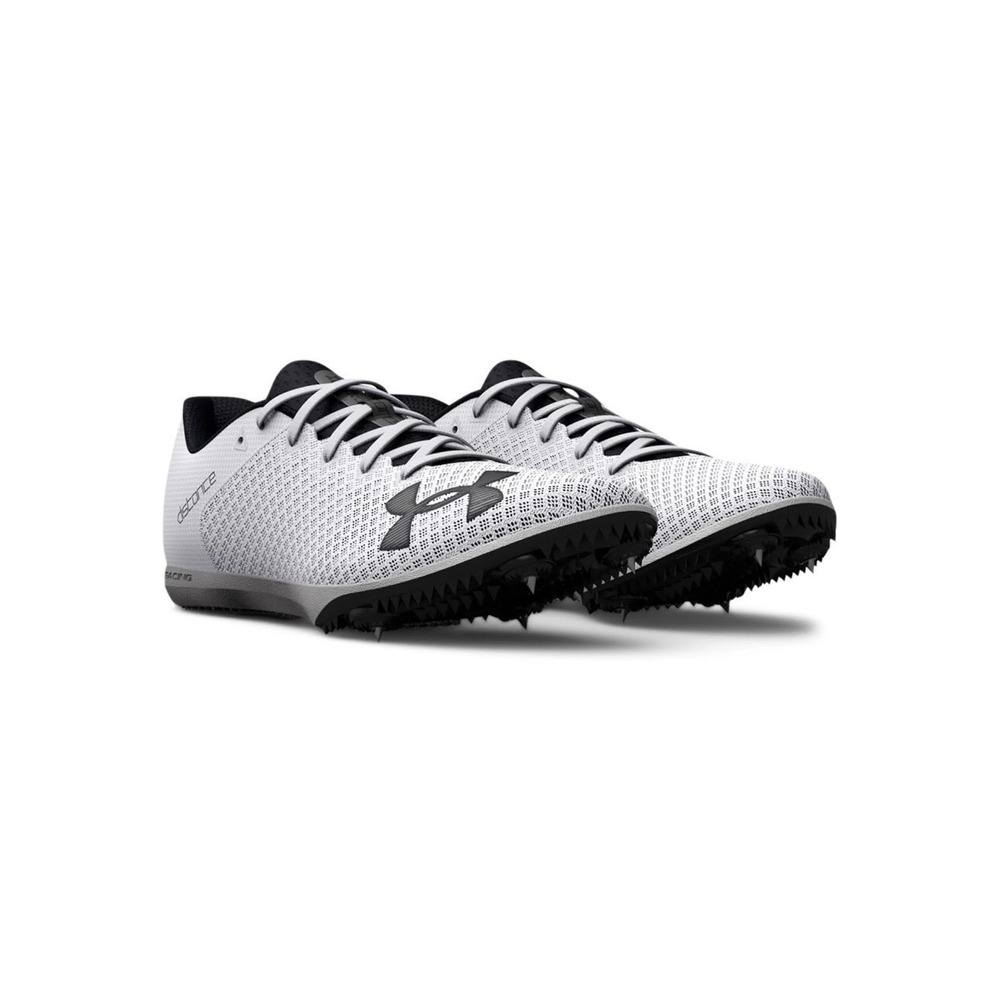 Under Armour Men's Kick Distance 4 Track Spikes,Black/White, Size 6.5M, 8Wmens